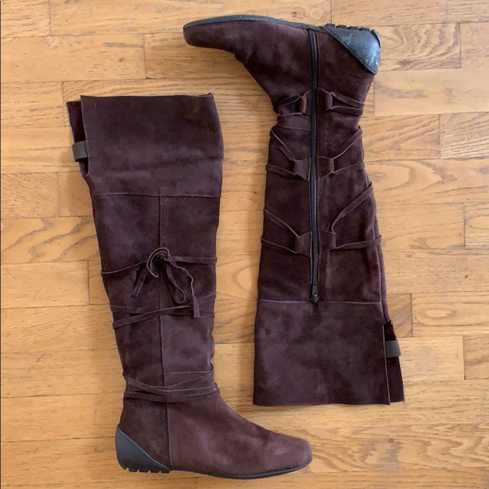 Brown Suede High Boots - Size 6